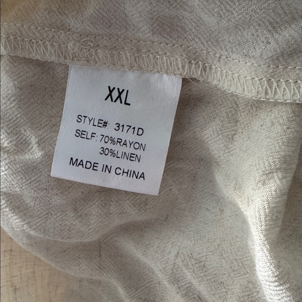 XXL Ivory Linen Blend Shirt Dress Short Sleeve Plus Size Cottagecore lightweight - Picture 10 of 11